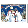 雪だるま3人？楽しそうな夜のクリスマスカード