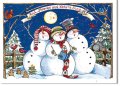 雪だるま3人？楽しそうな夜のクリスマスカード